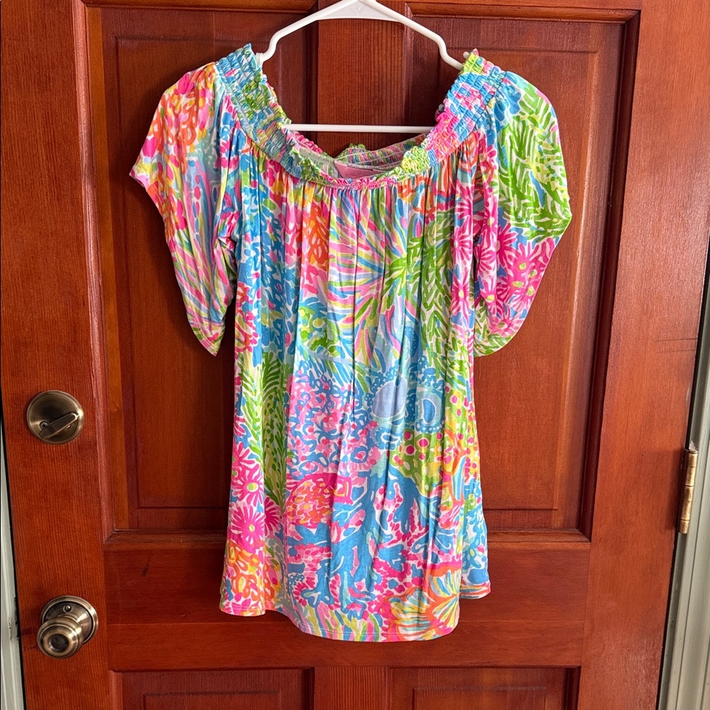 Lilly Pulitzer Vibrant Multicolor Off-Shoulder Blouse